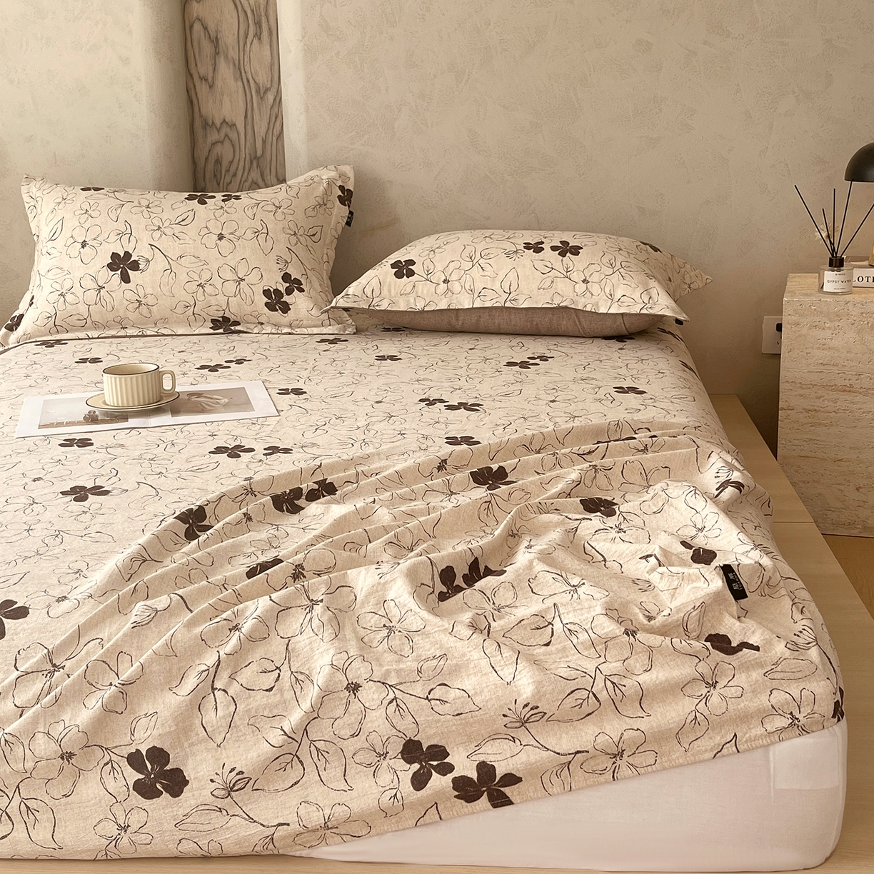 91家纺网 家纺一手货源 找家纺 （总）宝士康家纺 2025新款10A抗菌原麻床笠套件/跨境/外贸