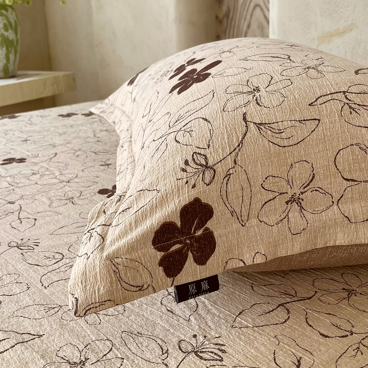 91家纺网 家纺一手货源 找家纺 （总）宝士康家纺 2025新款10A抗菌原麻床笠套件/跨境/外贸