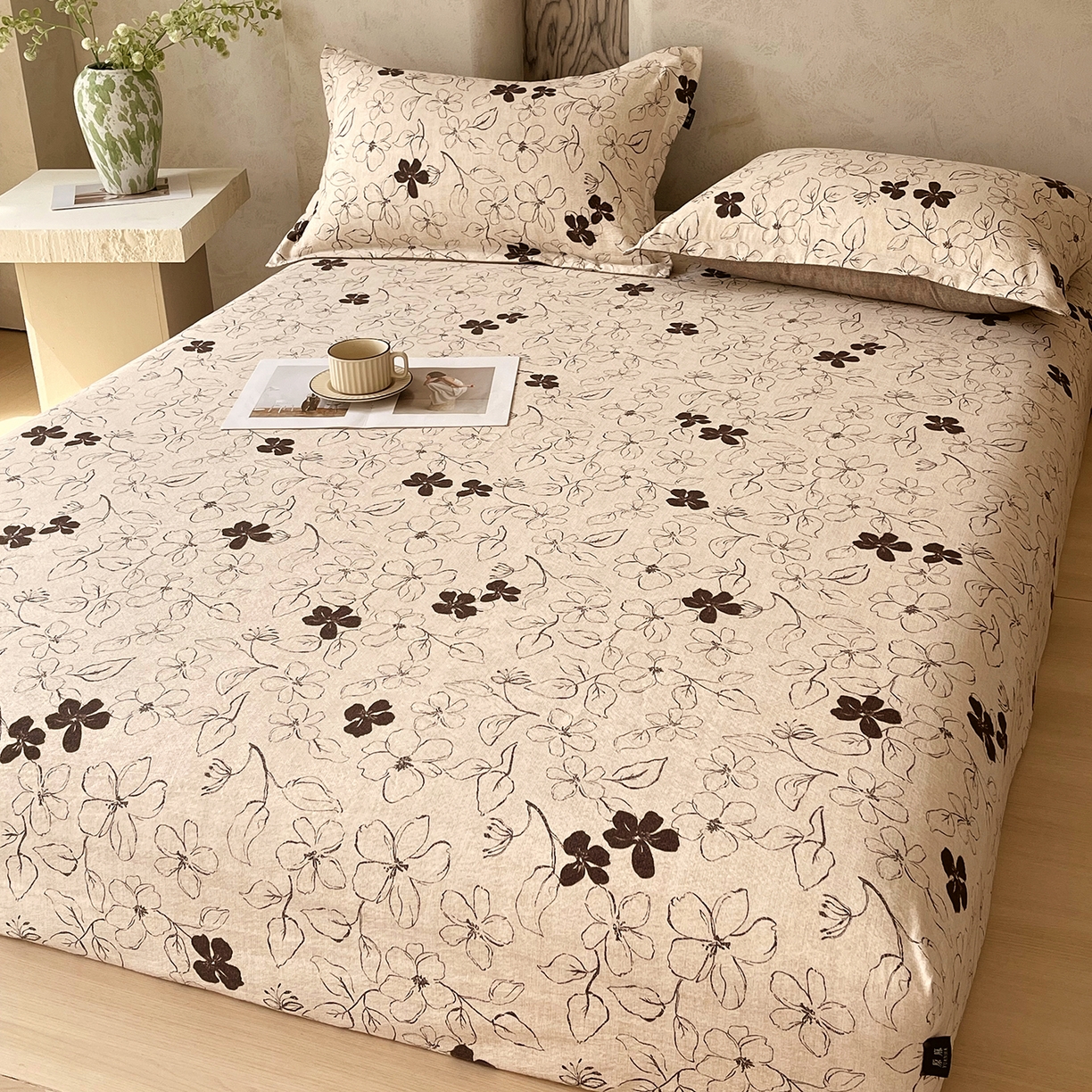 91家纺网 家纺一手货源 找家纺 宝士康家纺 2025新款10A抗菌原麻床笠套件/跨境/外贸 朝花夕拾