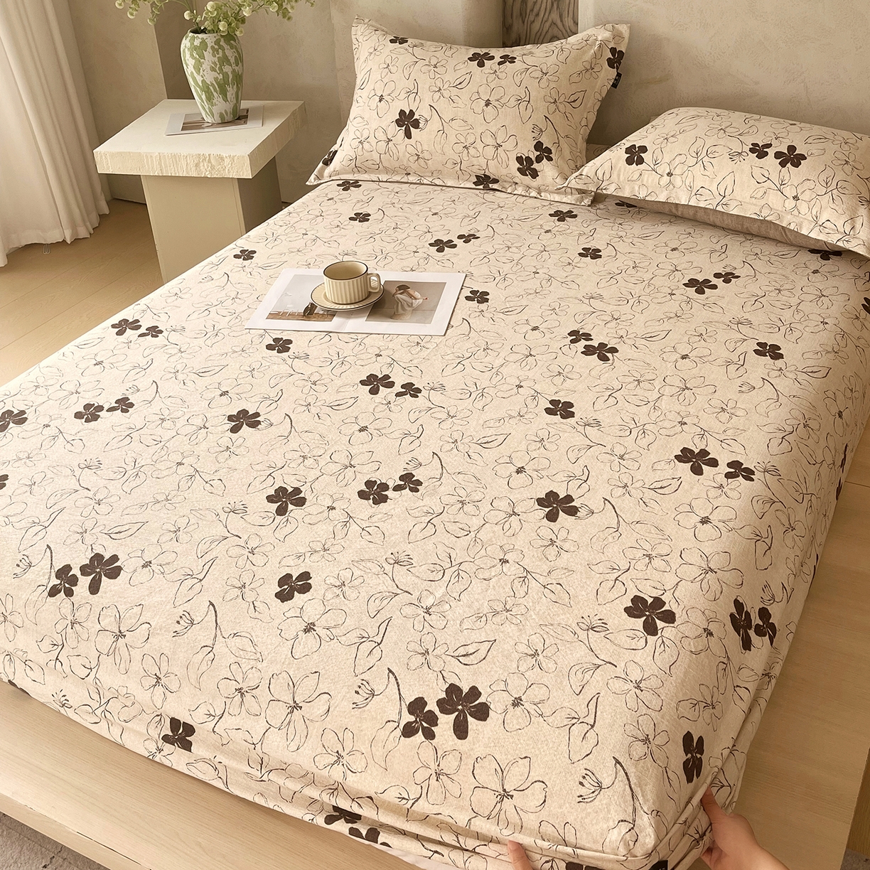 91家纺网 家纺一手货源 找家纺 宝士康家纺 2025新款10A抗菌原麻床笠套件/跨境/外贸 朝花夕拾