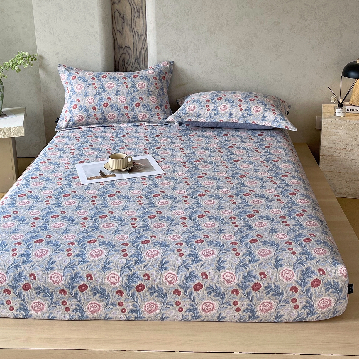 91家纺网 家纺一手货源 找家纺 宝士康家纺 2025新款10A抗菌原麻床笠套件/跨境/外贸 繁华似锦