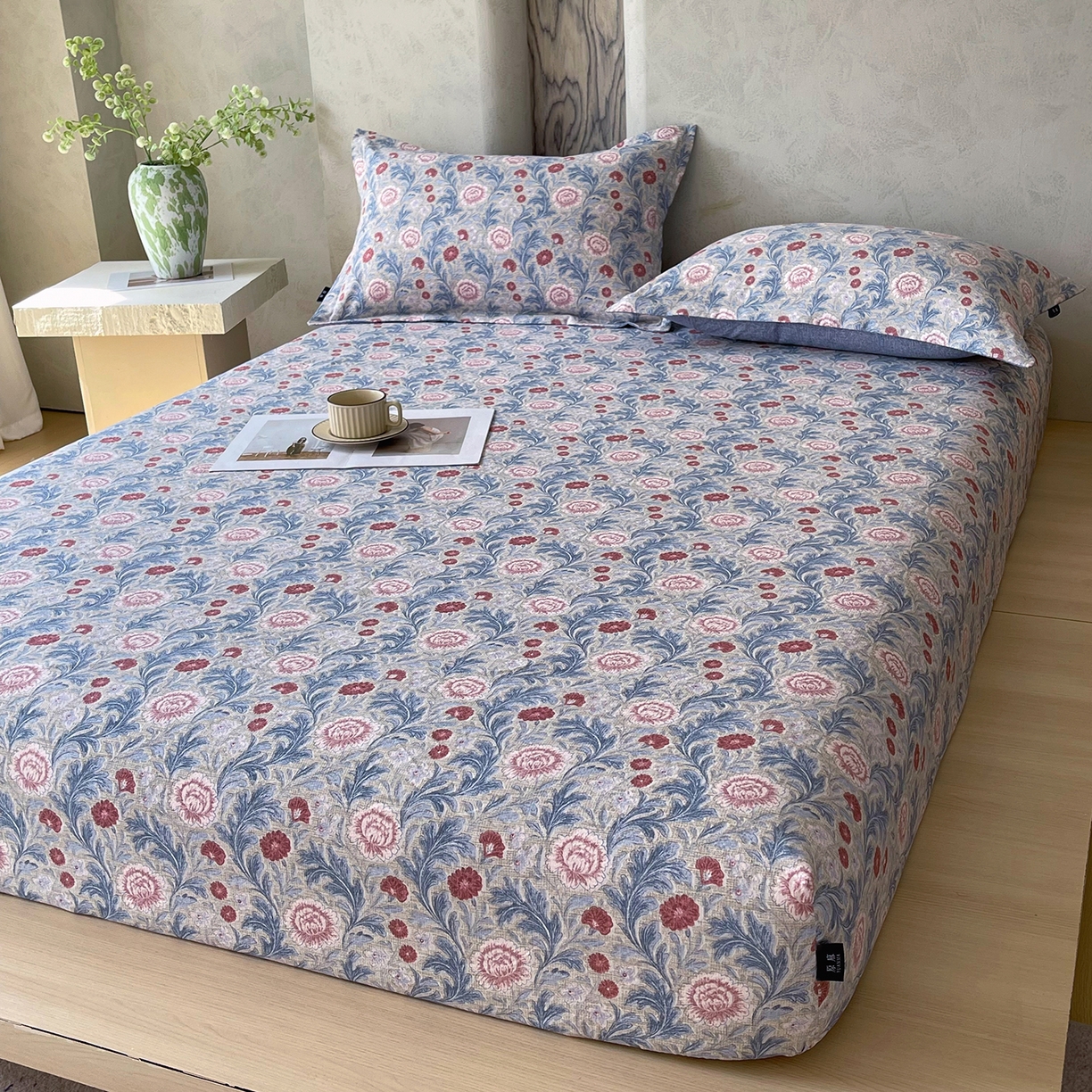 91家纺网 家纺一手货源 找家纺 宝士康家纺 2025新款10A抗菌原麻床笠套件/跨境/外贸 繁华似锦