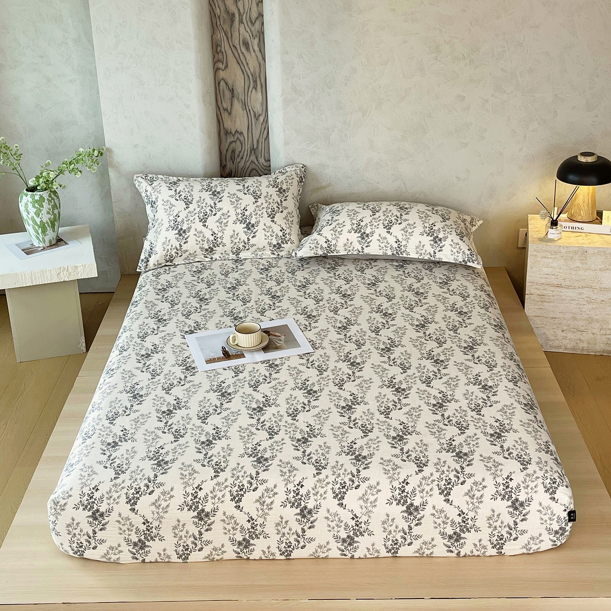 91家纺网 家纺一手货源 找家纺 宝士康家纺 2025新款10A抗菌原麻床笠套件/跨境/外贸 灰色空间