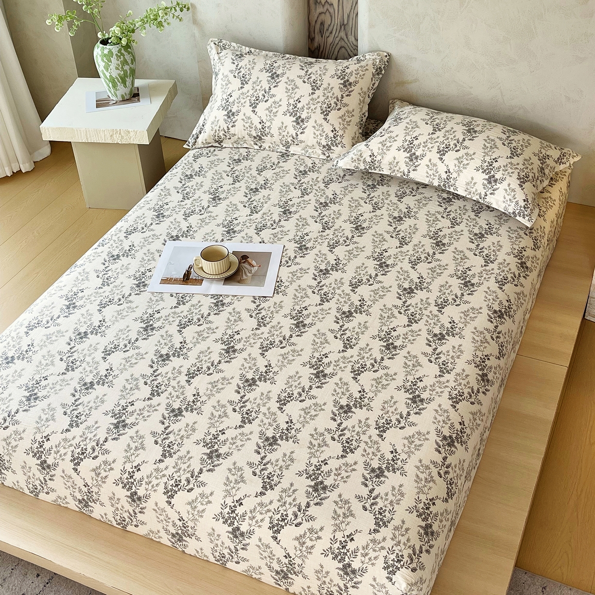 91家纺网 家纺一手货源 找家纺 宝士康家纺 2025新款10A抗菌原麻床笠套件/跨境/外贸 灰色空间