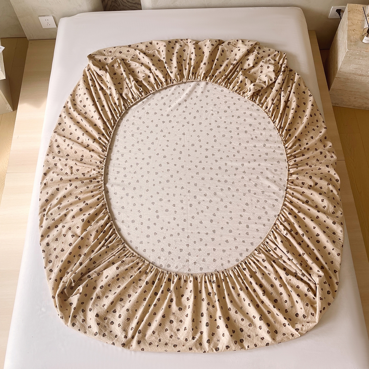 91家纺网 家纺一手货源 找家纺 宝士康家纺 2025新款10A抗菌原麻床笠套件/跨境/外贸 精致豹纹