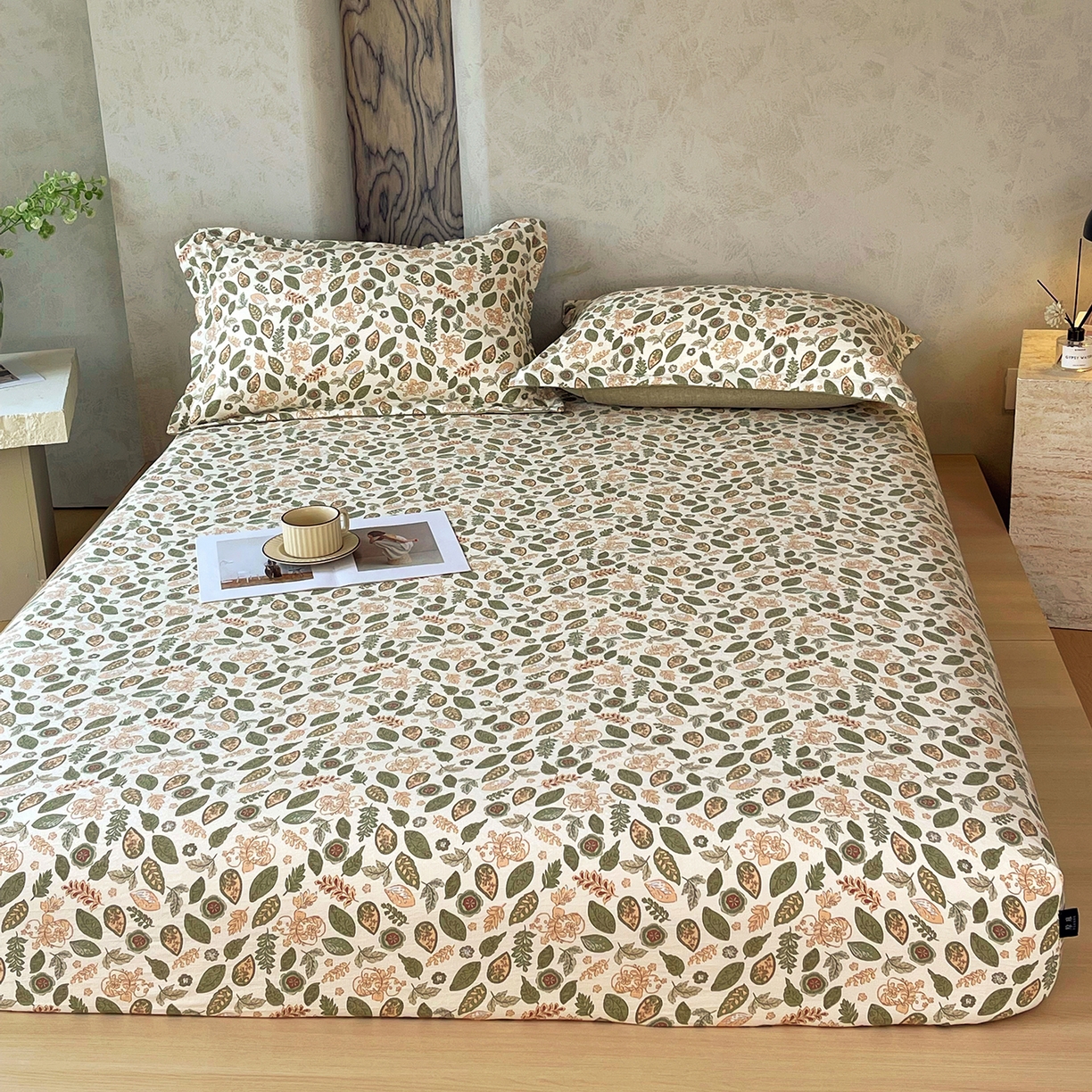 91家纺网 家纺一手货源 找家纺 宝士康家纺 2025新款10A抗菌原麻床笠套件/跨境/外贸 绿野仙踪