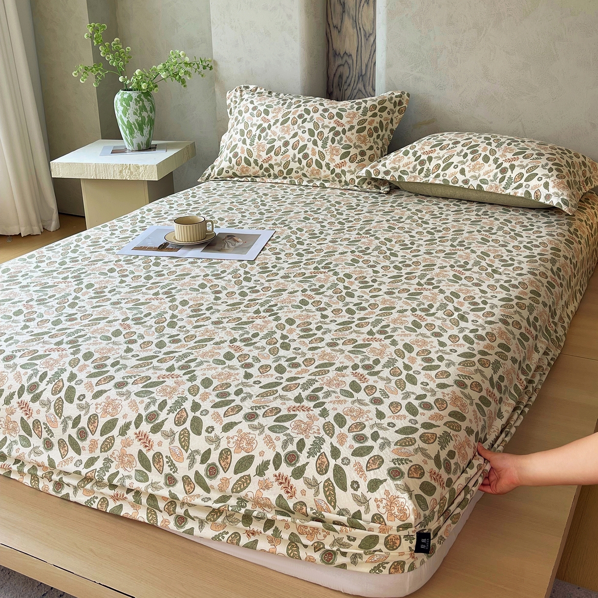 91家纺网 家纺一手货源 找家纺 宝士康家纺 2025新款10A抗菌原麻床笠套件/跨境/外贸 绿野仙踪