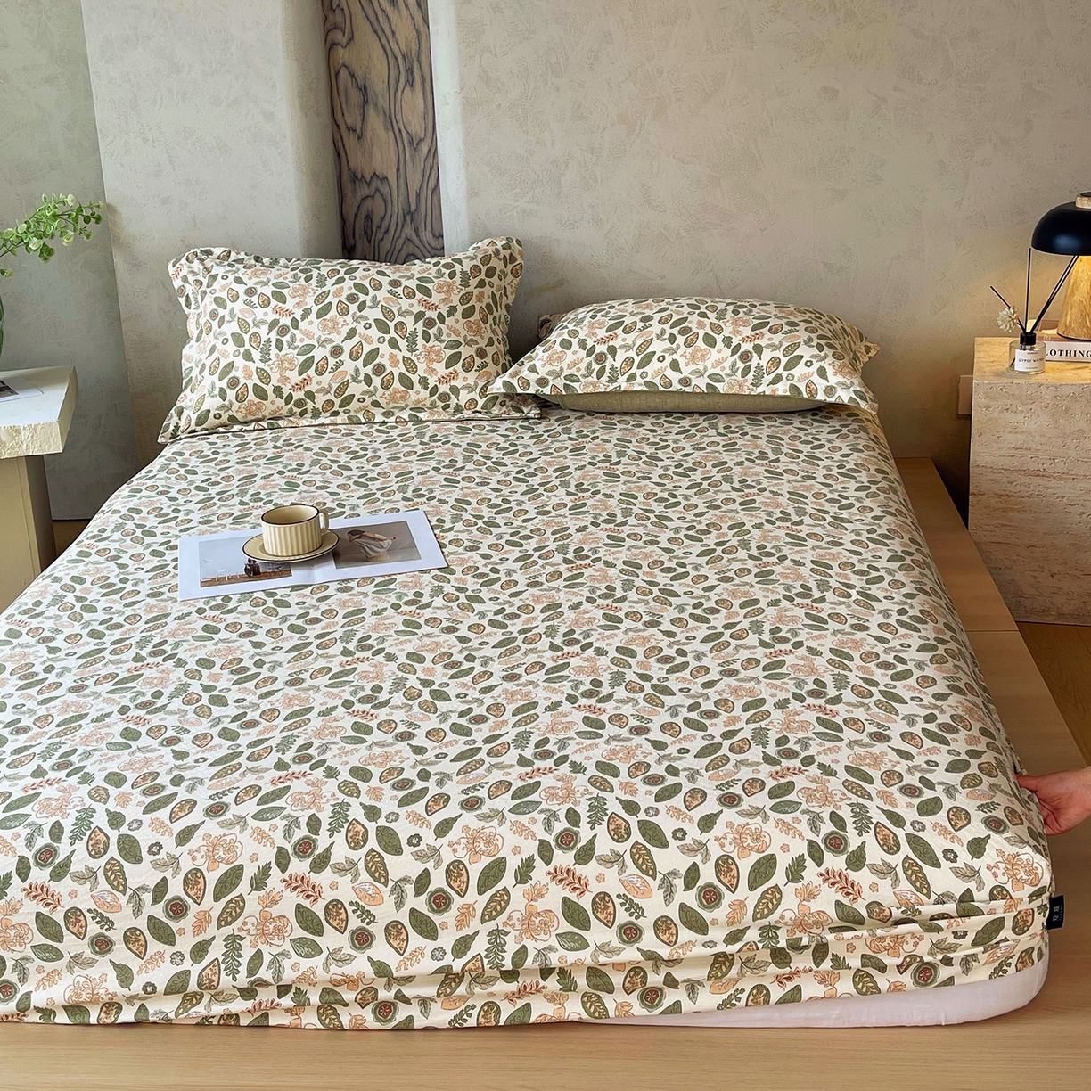 91家纺网 家纺一手货源 找家纺 宝士康家纺 2025新款10A抗菌原麻床笠套件/跨境/外贸 绿野仙踪