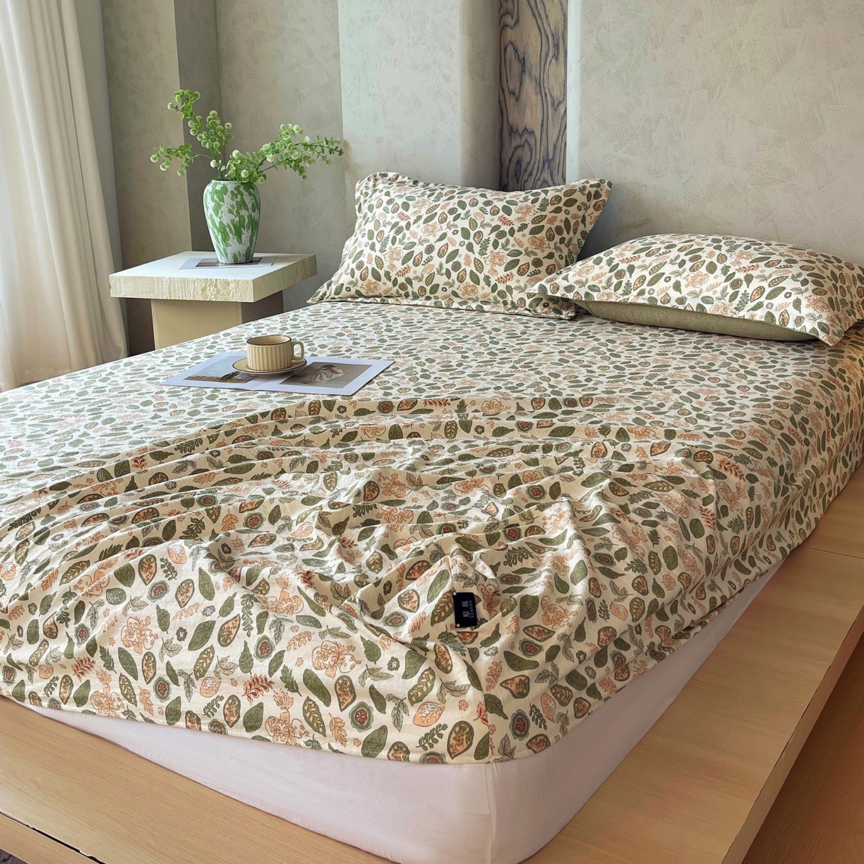 91家纺网 家纺一手货源 找家纺 宝士康家纺 2025新款10A抗菌原麻床笠套件/跨境/外贸 绿野仙踪