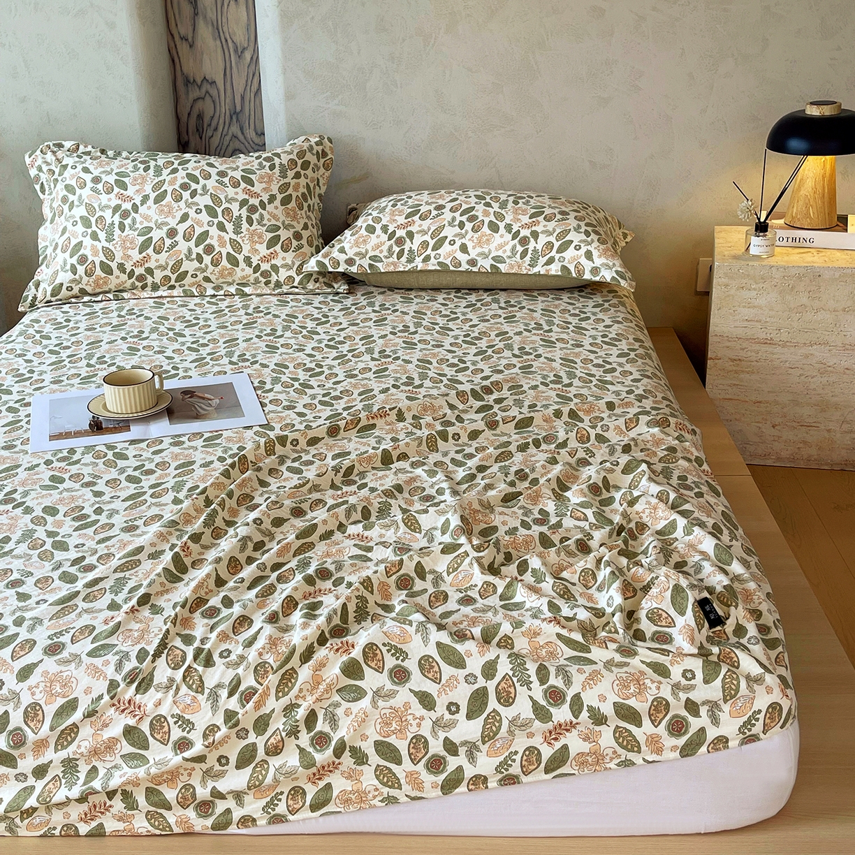 91家纺网 家纺一手货源 找家纺 宝士康家纺 2025新款10A抗菌原麻床笠套件/跨境/外贸 绿野仙踪