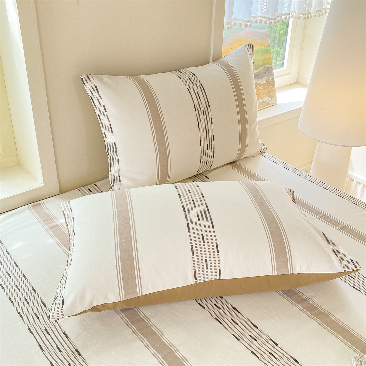 91家纺网 家纺一手货源 找家纺 灰鲸 2025新款全棉色织提花单品床单 素瑾-咖