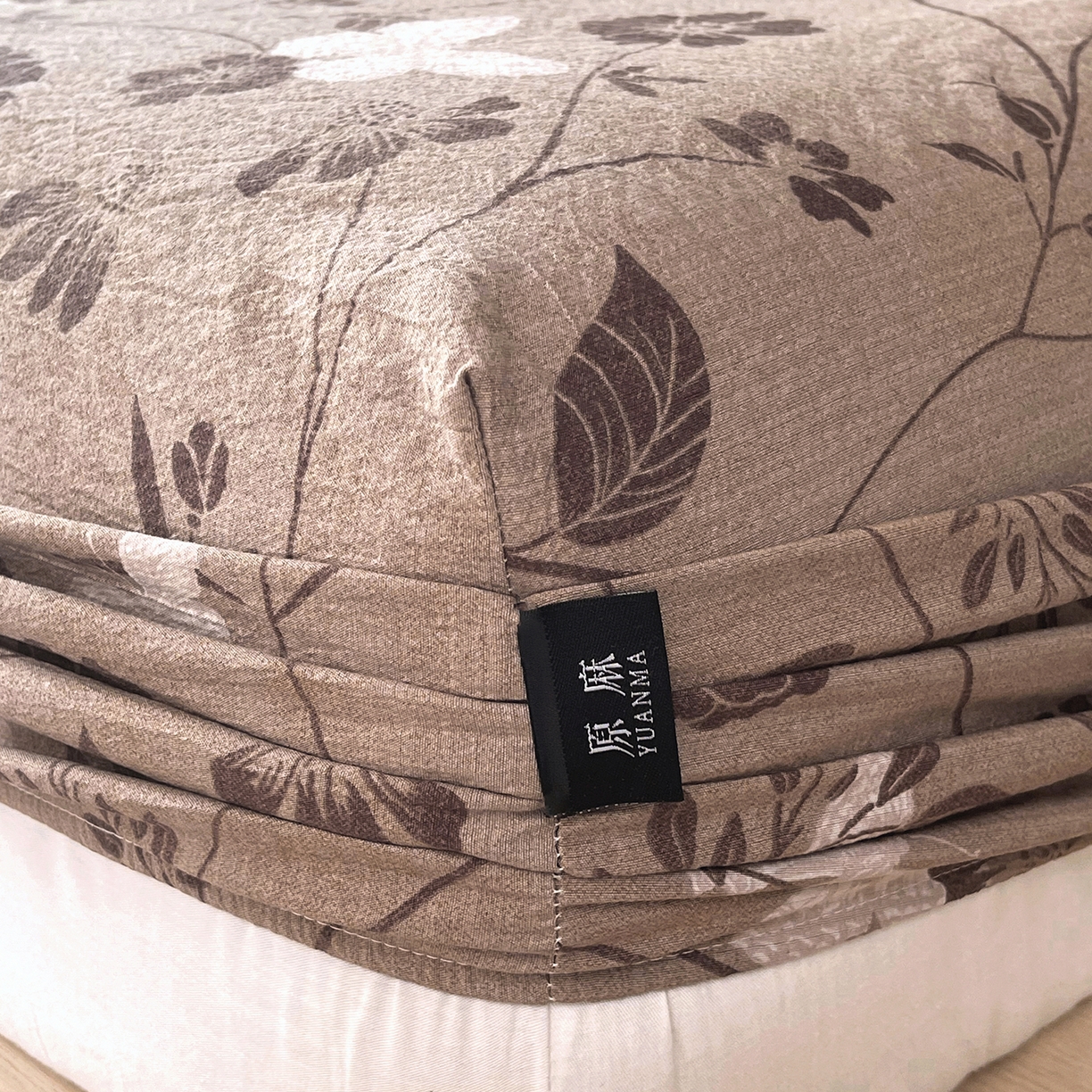 91家纺网 家纺一手货源 找家纺 宝士康家纺 2025新款10A抗菌原麻床笠套件/跨境/外贸 秋风落叶