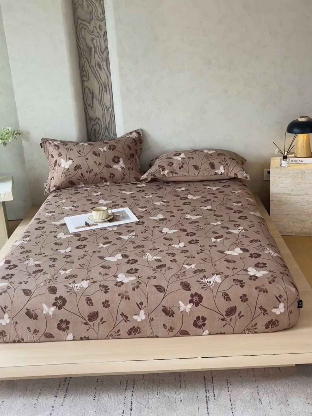 91家纺网 家纺一手货源 找家纺 宝士康家纺 2025新款10A抗菌原麻床笠套件/跨境/外贸 秋风落叶