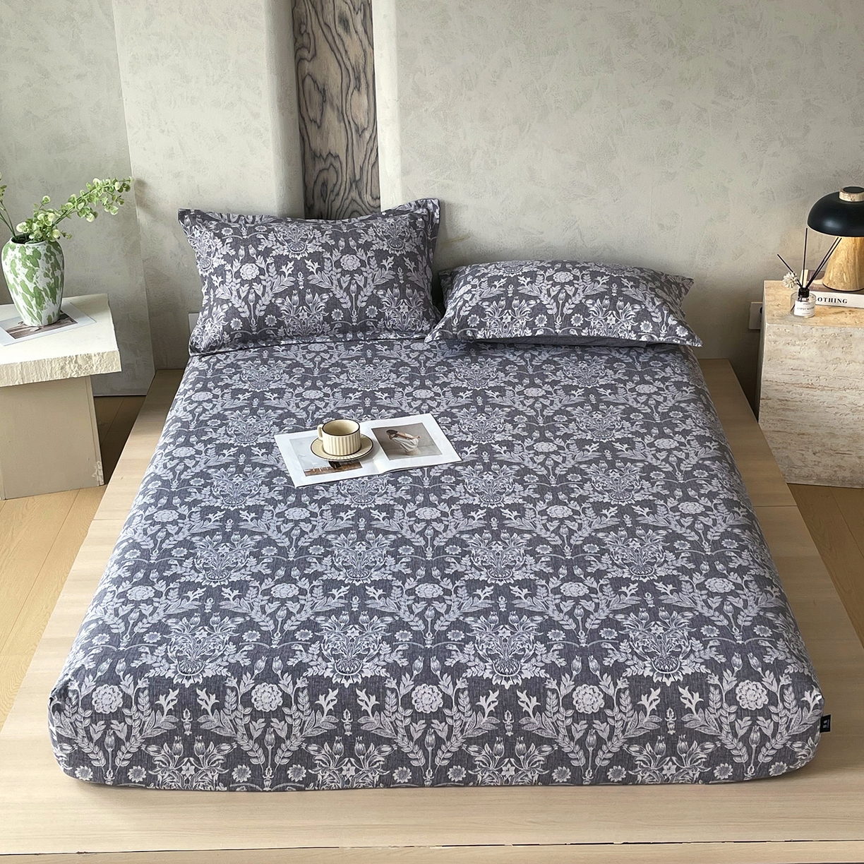 91家纺网 家纺一手货源 找家纺 宝士康家纺 2025新款10A抗菌原麻床笠套件/跨境/外贸 人间草木