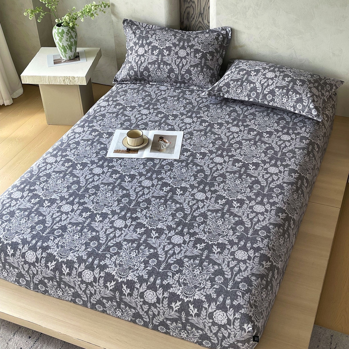 91家纺网 家纺一手货源 找家纺 宝士康家纺 2025新款10A抗菌原麻床笠套件/跨境/外贸 人间草木