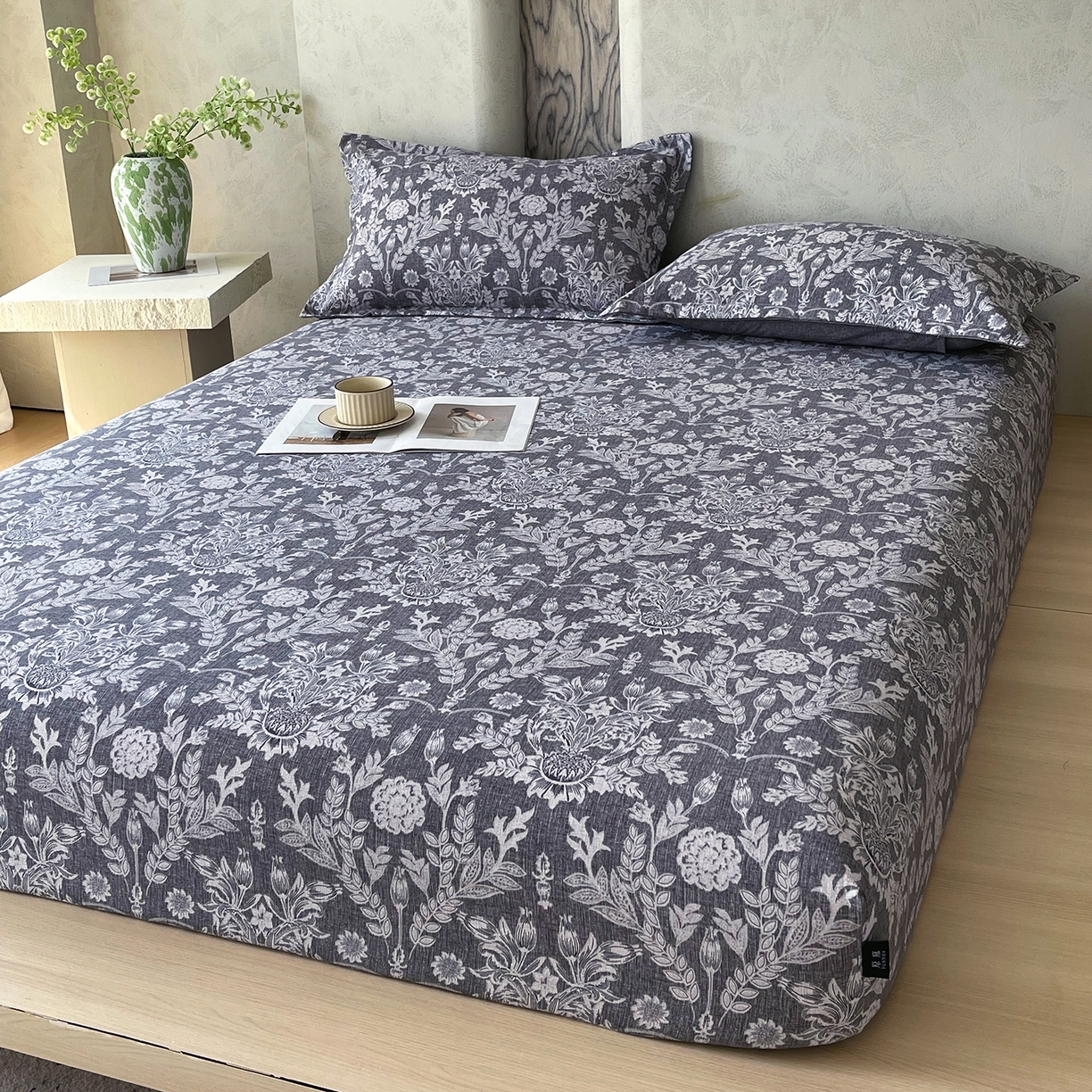 91家纺网 家纺一手货源 找家纺 宝士康家纺 2025新款10A抗菌原麻床笠套件/跨境/外贸 人间草木