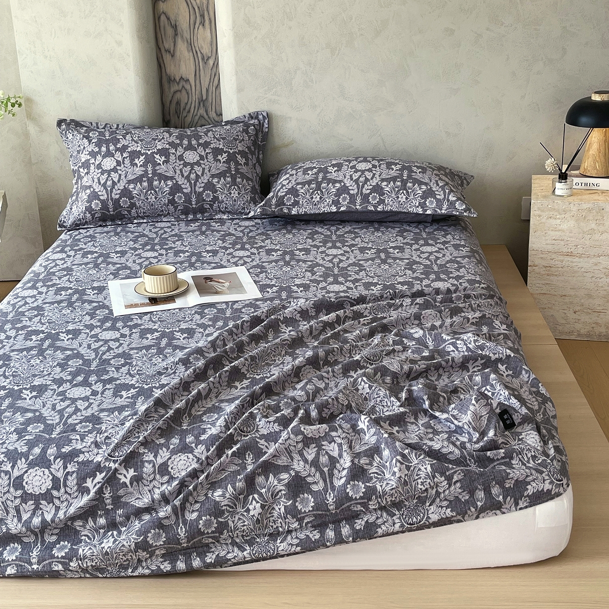 91家纺网 家纺一手货源 找家纺 宝士康家纺 2025新款10A抗菌原麻床笠套件/跨境/外贸 人间草木