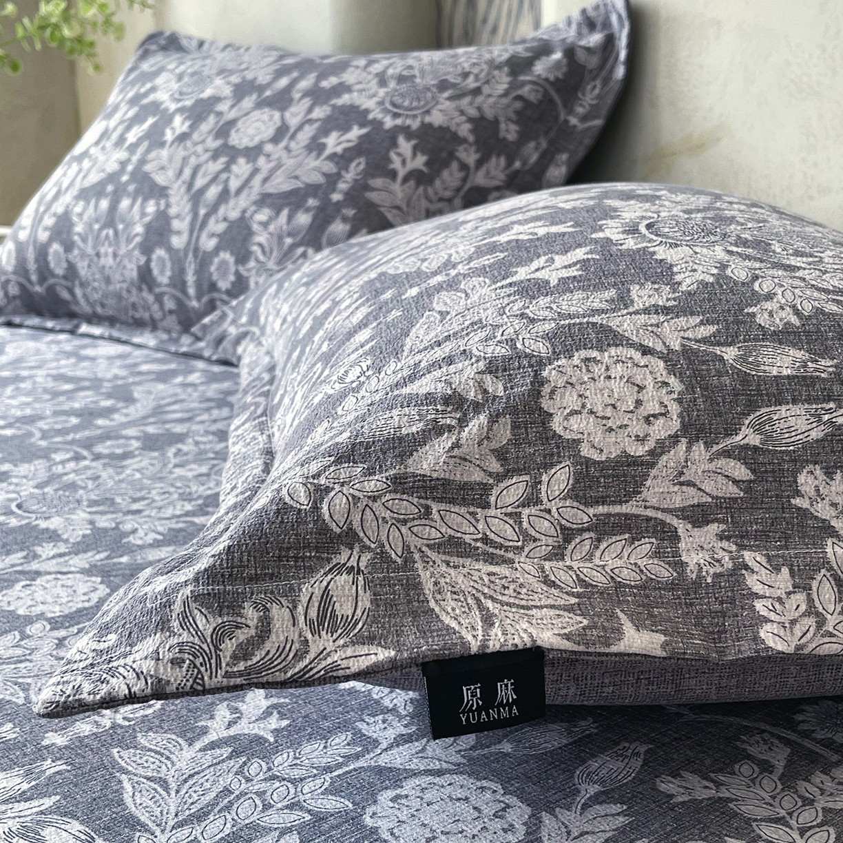 91家纺网 家纺一手货源 找家纺 宝士康家纺 2025新款10A抗菌原麻床笠套件/跨境/外贸 人间草木