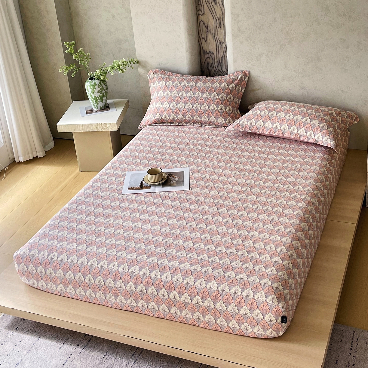 91家纺网 家纺一手货源 找家纺 宝士康家纺 2025新款10A抗菌原麻床笠套件/跨境/外贸 时光森林