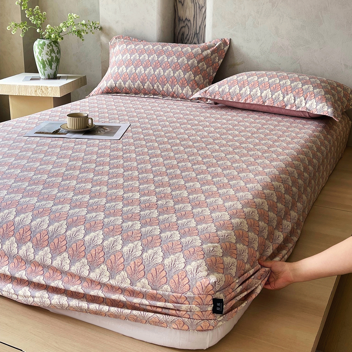 91家纺网 家纺一手货源 找家纺 宝士康家纺 2025新款10A抗菌原麻床笠套件/跨境/外贸 时光森林