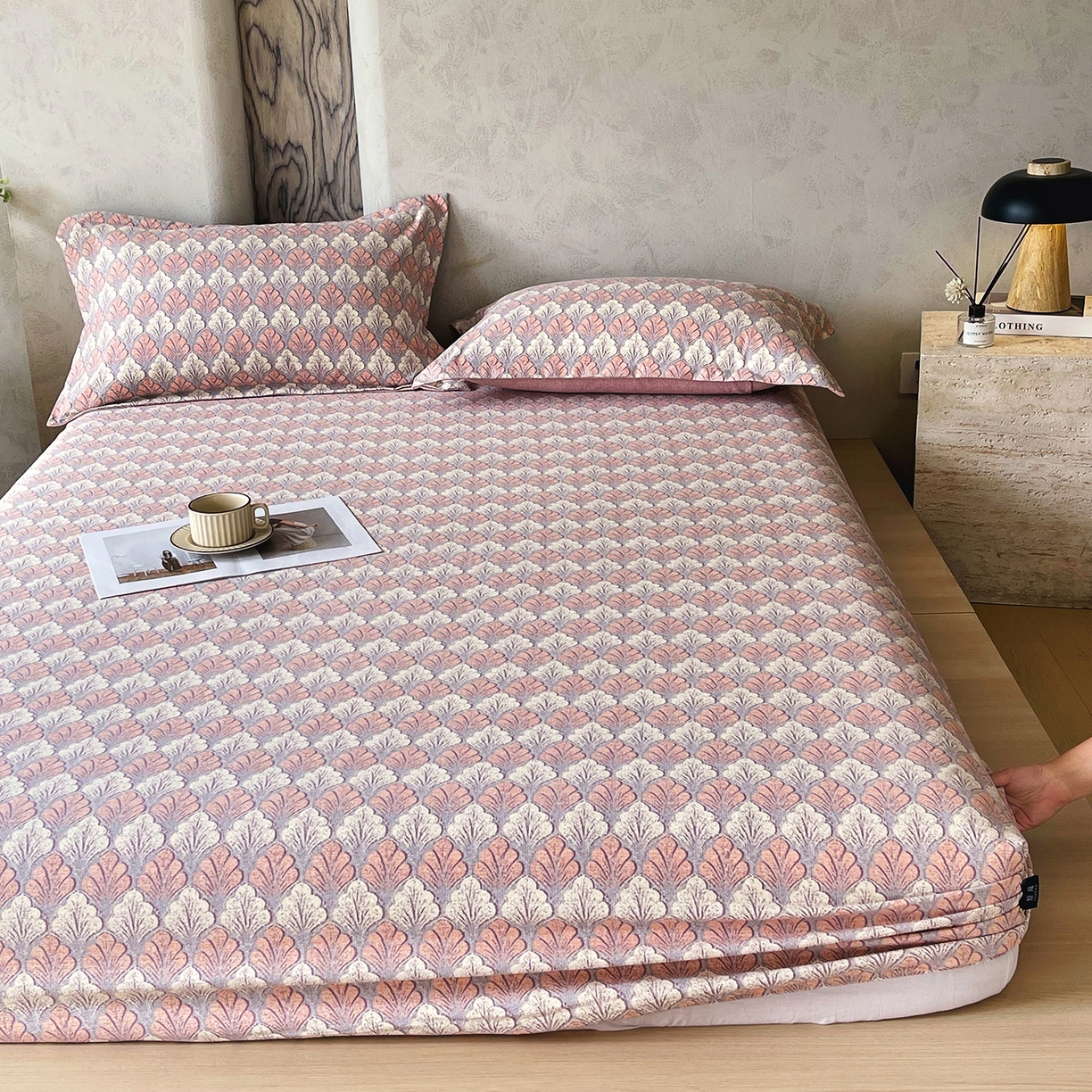 91家纺网 家纺一手货源 找家纺 宝士康家纺 2025新款10A抗菌原麻床笠套件/跨境/外贸 时光森林