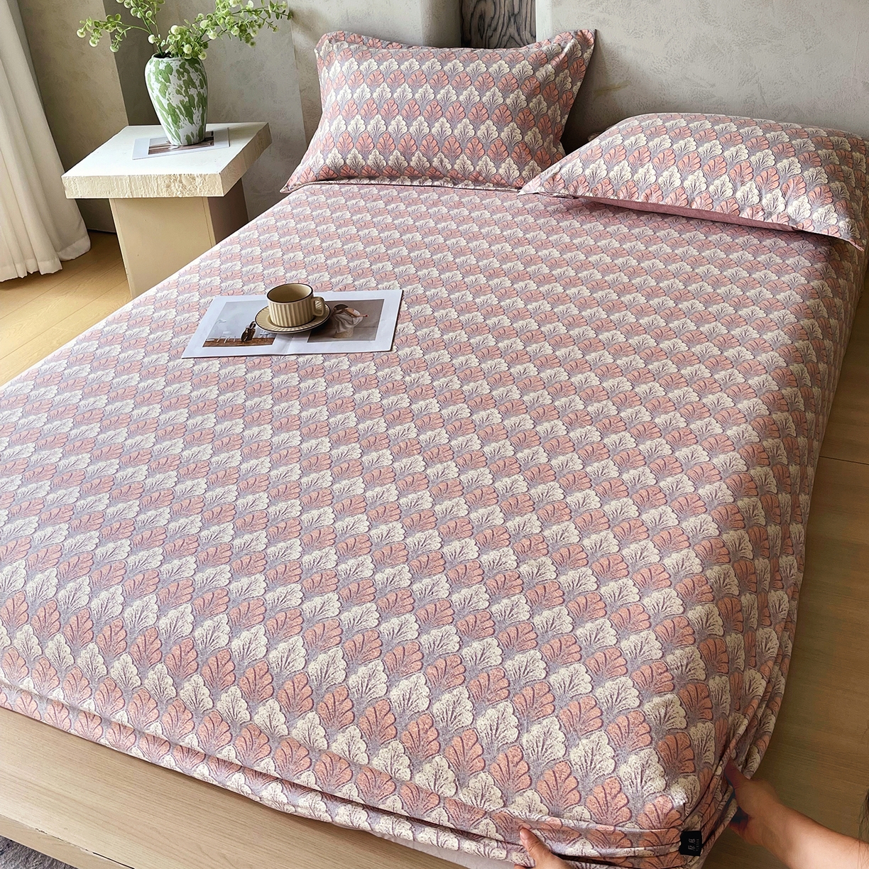 91家纺网 家纺一手货源 找家纺 宝士康家纺 2025新款10A抗菌原麻床笠套件/跨境/外贸 时光森林