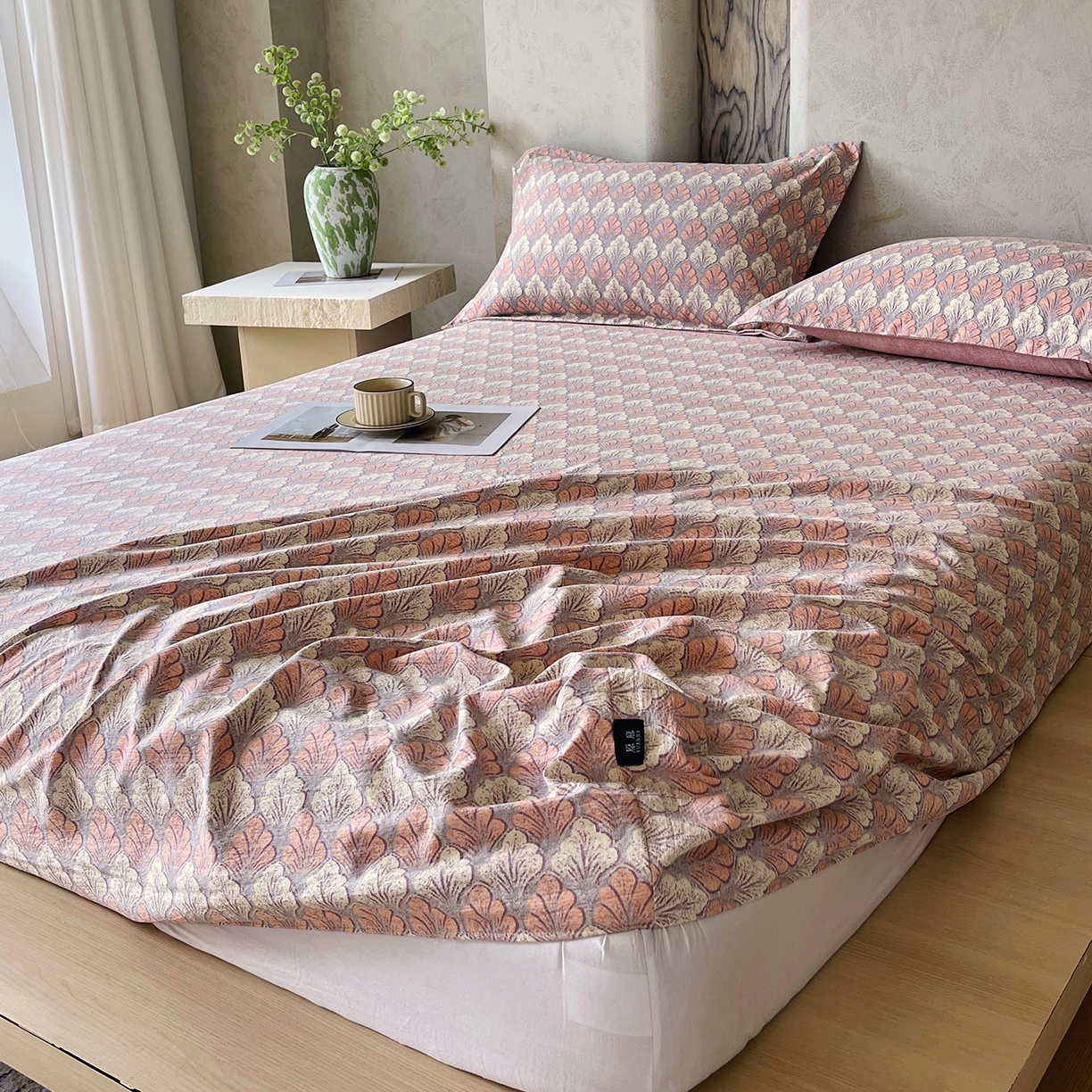 91家纺网 家纺一手货源 找家纺 宝士康家纺 2025新款10A抗菌原麻床笠套件/跨境/外贸 时光森林