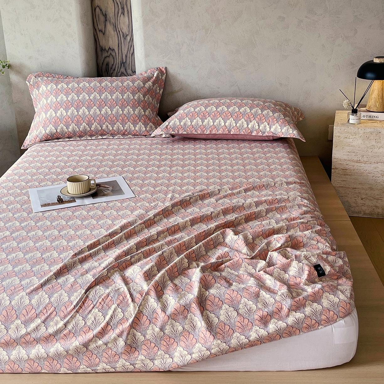 91家纺网 家纺一手货源 找家纺 宝士康家纺 2025新款10A抗菌原麻床笠套件/跨境/外贸 时光森林