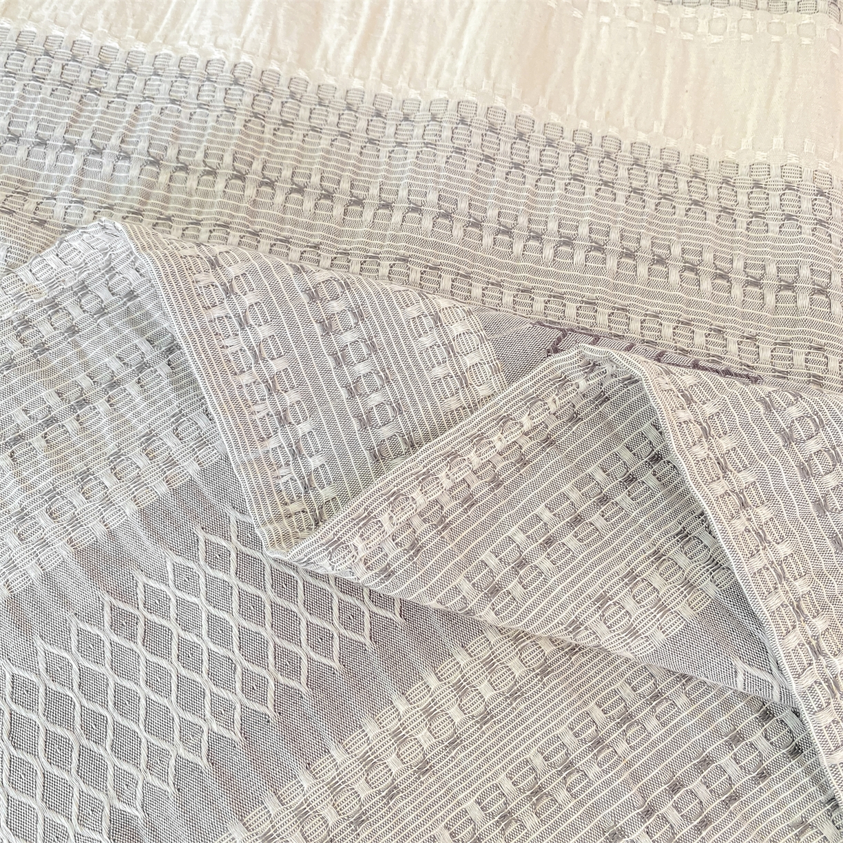 91家纺网 家纺一手货源 找家纺 灰鲸 2025新款全棉色织提花单品床单 泛歌-灰