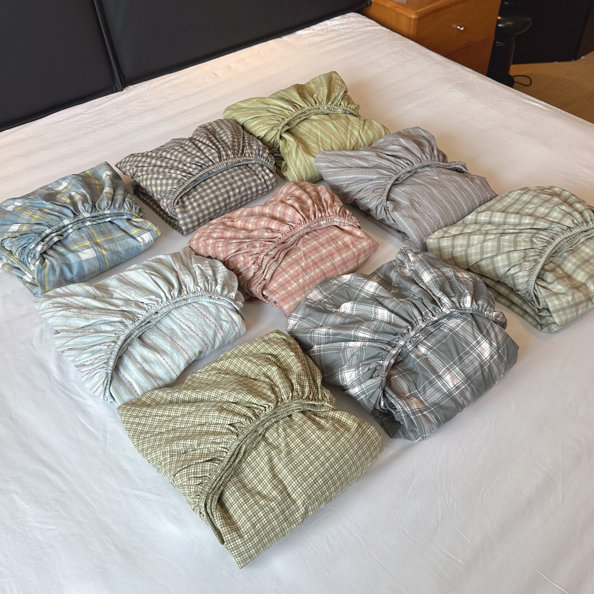 91家纺网 家纺一手货源 找家纺 兜米家居 2025新款简约轻氧水洗色织棉床笠 组合图仅供展示不可下单