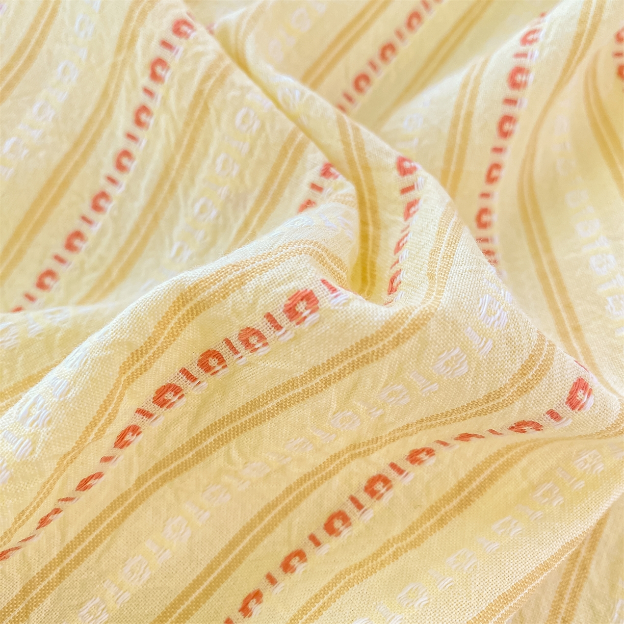 91家纺网 家纺一手货源 找家纺 灰鲸 2025新款全棉色织提花单品床单 美拉-黄