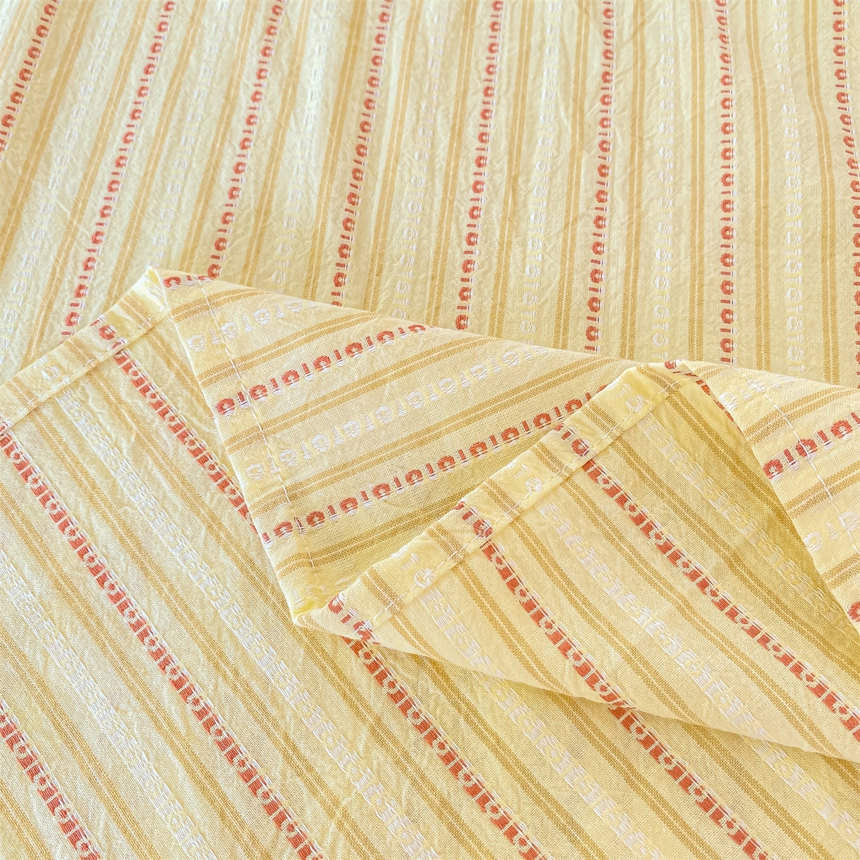 91家纺网 家纺一手货源 找家纺 灰鲸 2025新款全棉色织提花单品床单 美拉-黄