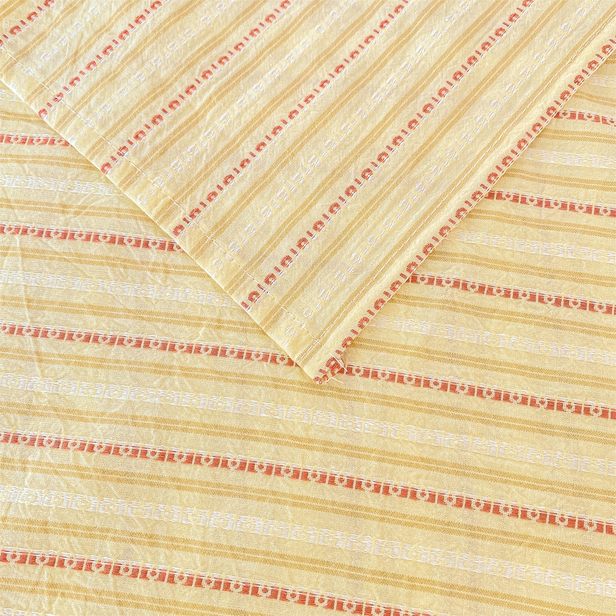 91家纺网 家纺一手货源 找家纺 灰鲸 2025新款全棉色织提花单品床单 美拉-黄