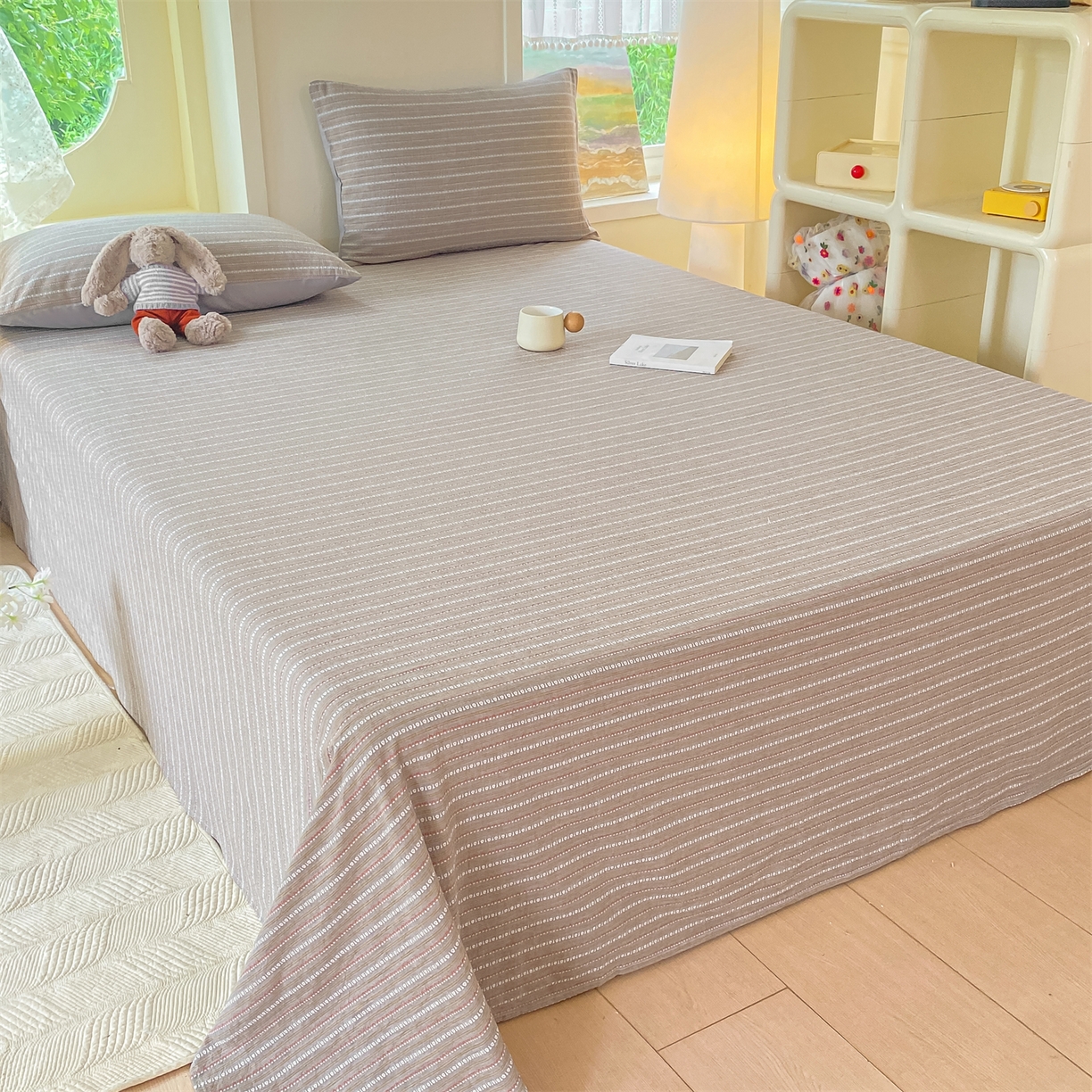 91家纺网 家纺一手货源 找家纺 灰鲸 2025新款全棉色织提花单品床单 美拉-灰