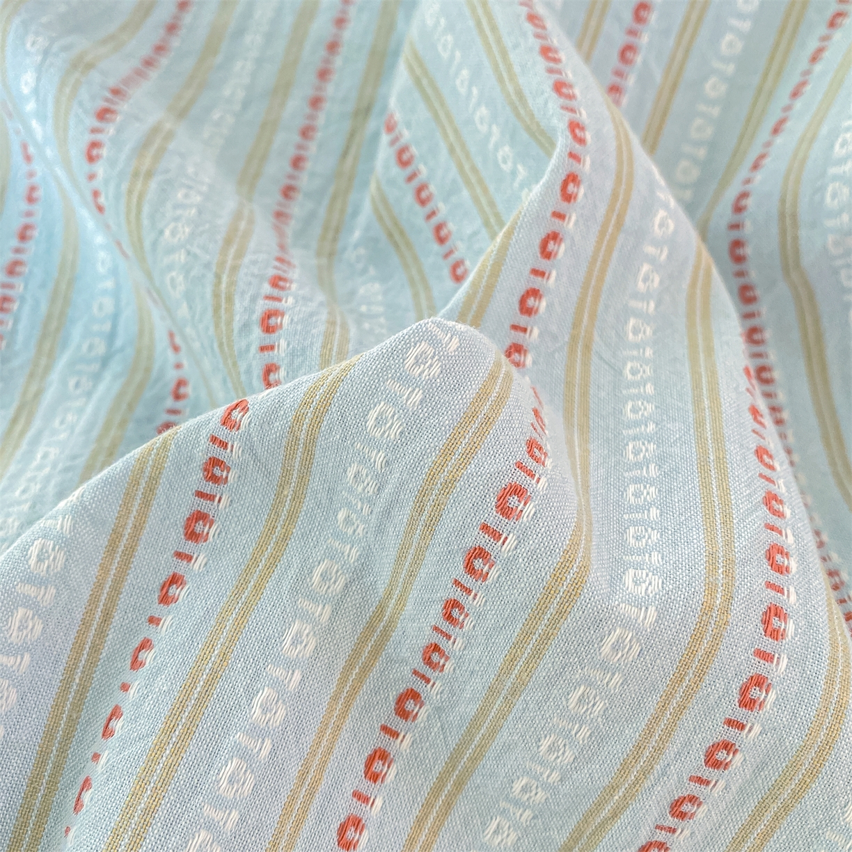 91家纺网 家纺一手货源 找家纺 灰鲸 2025新款全棉色织提花单品床单 美拉-蓝