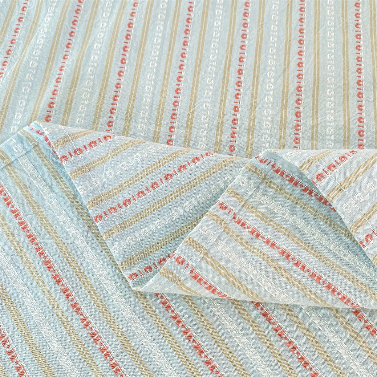 91家纺网 家纺一手货源 找家纺 灰鲸 2025新款全棉色织提花单品床单 美拉-蓝