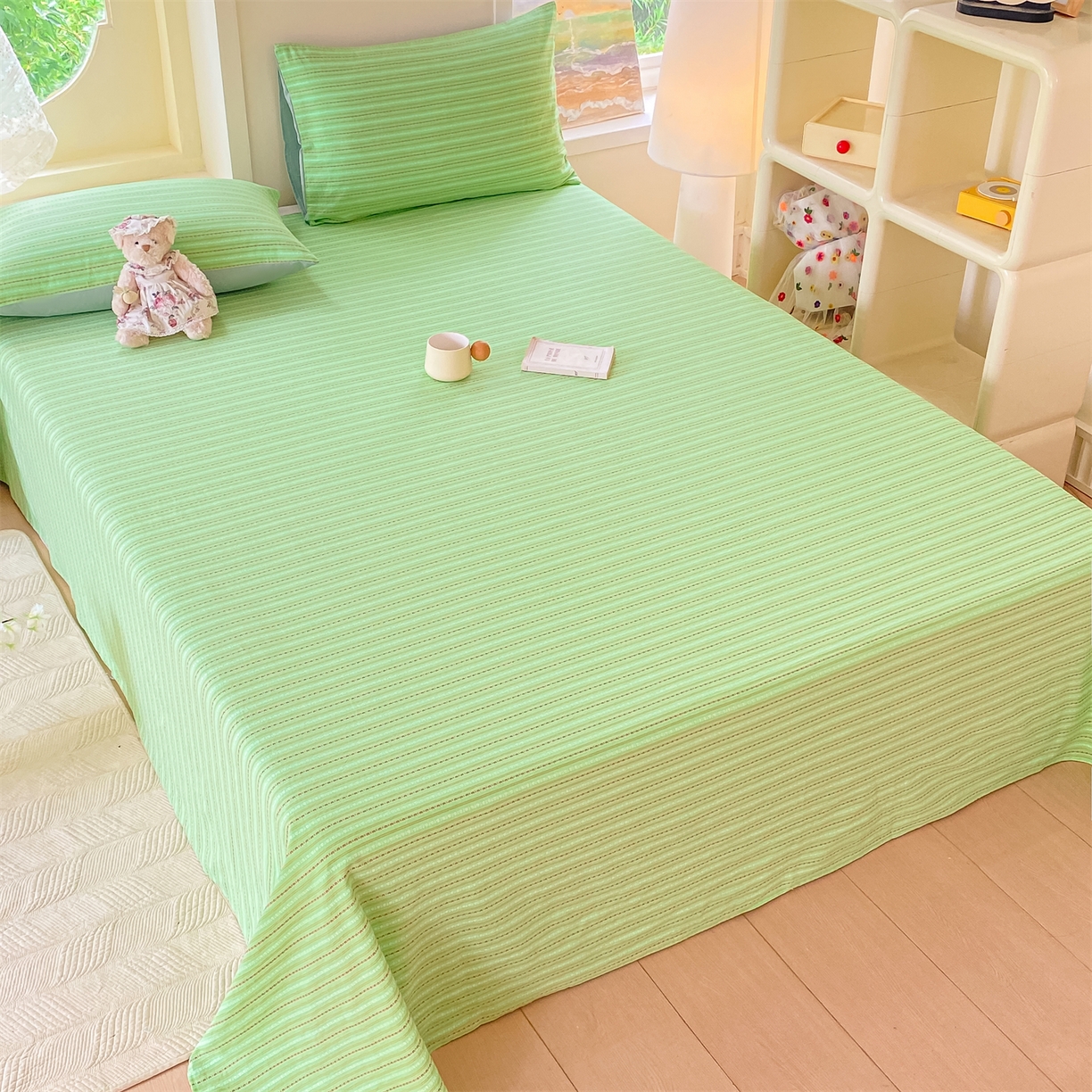 91家纺网 家纺一手货源 找家纺 灰鲸 2025新款全棉色织提花单品床单 美拉-绿