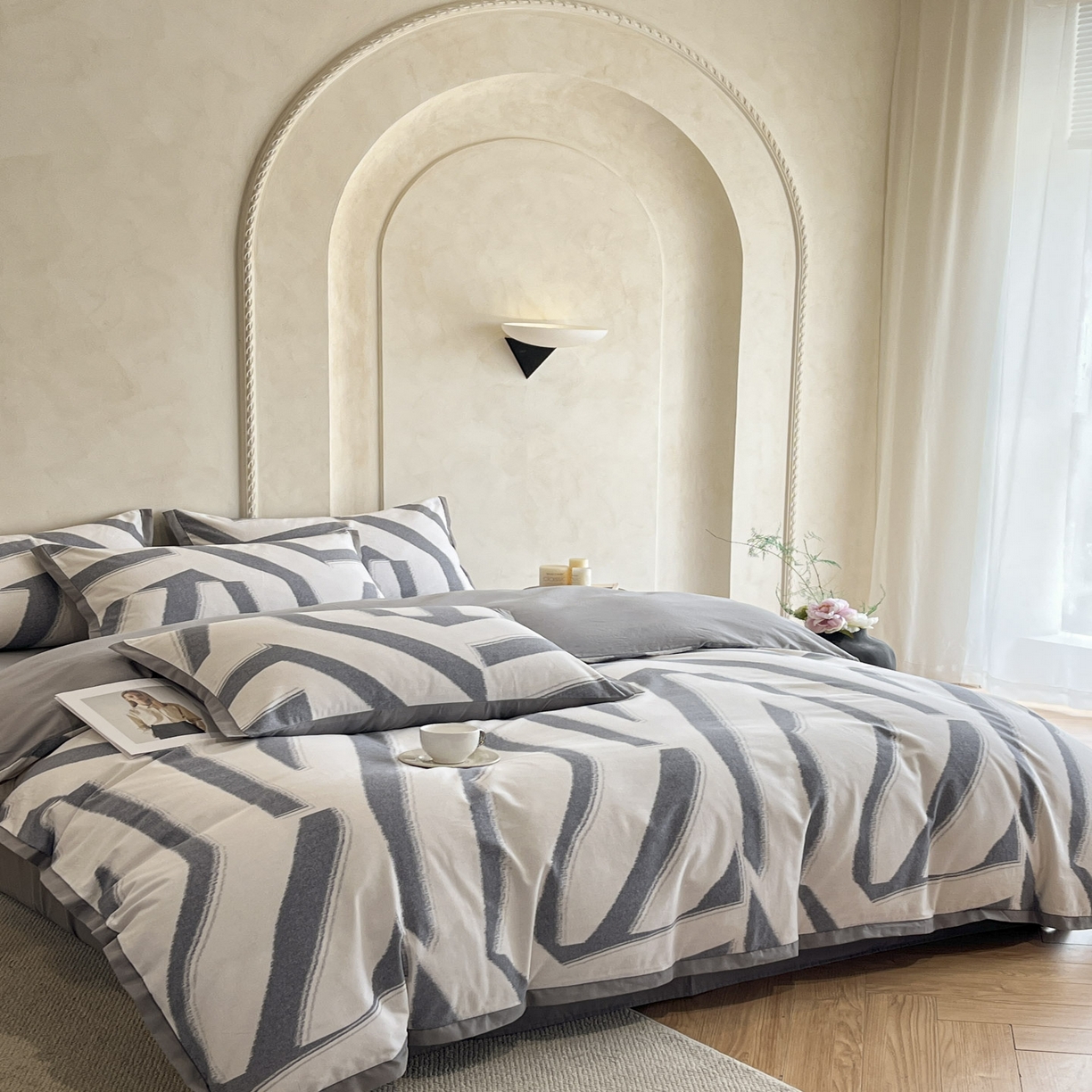 91家纺网 家纺一手货源 找家纺 柠馨2025全棉磨毛印花四件套精致小边款 塞纳新