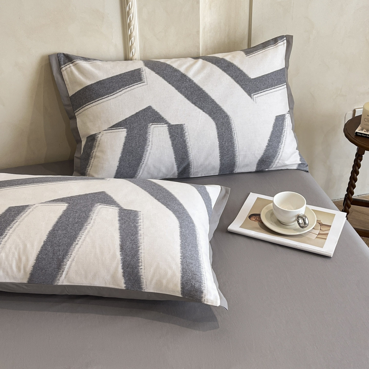 91家纺网 家纺一手货源 找家纺 柠馨2025全棉磨毛印花四件套精致小边款 塞纳新