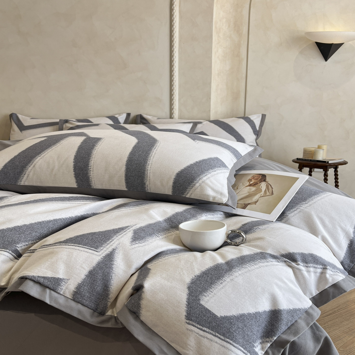 91家纺网 家纺一手货源 找家纺 柠馨2025全棉磨毛印花四件套精致小边款 塞纳新