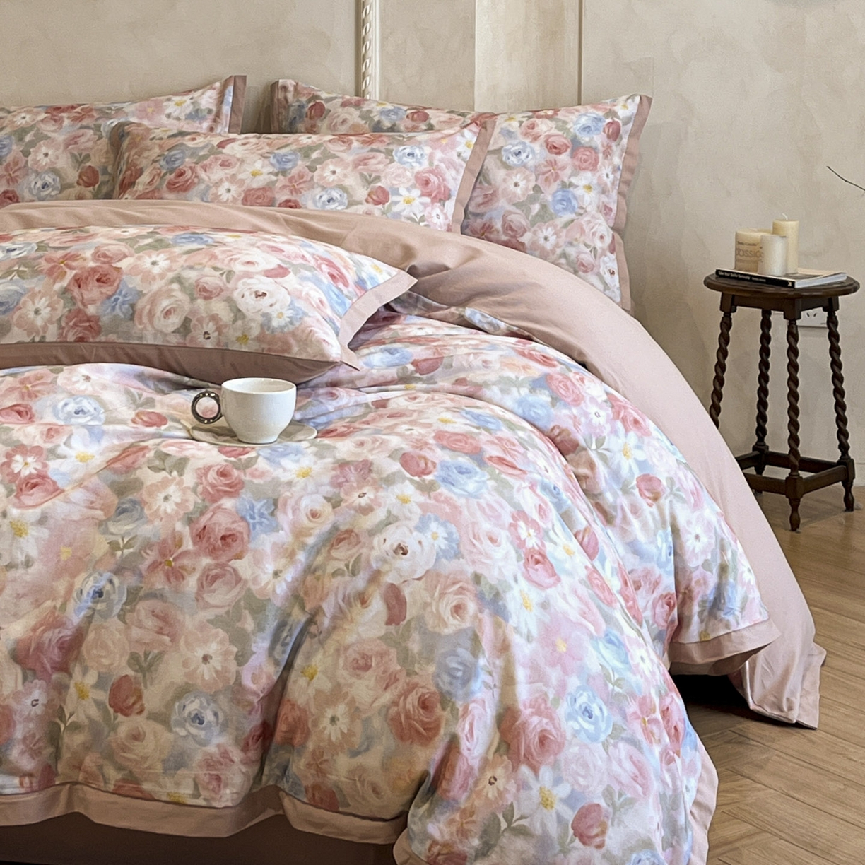 91家纺网 家纺一手货源 找家纺 柠馨2025全棉磨毛印花四件套精致小边款 索林娜