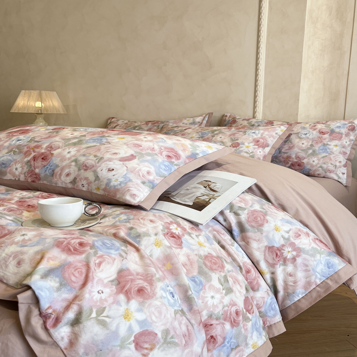 91家纺网 家纺一手货源 找家纺 柠馨2025全棉磨毛印花四件套精致小边款 索林娜