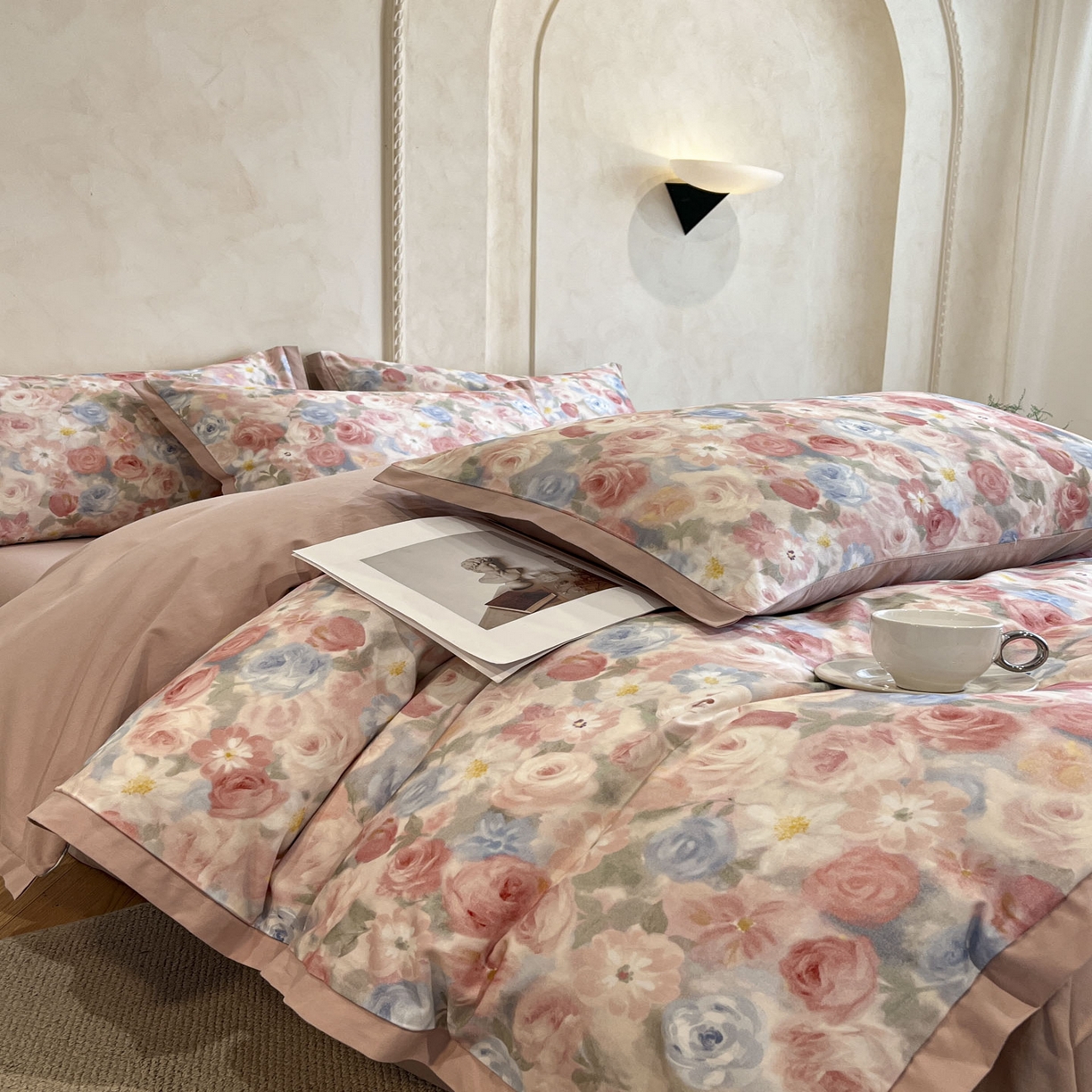 91家纺网 家纺一手货源 找家纺 柠馨2025全棉磨毛印花四件套精致小边款 索林娜