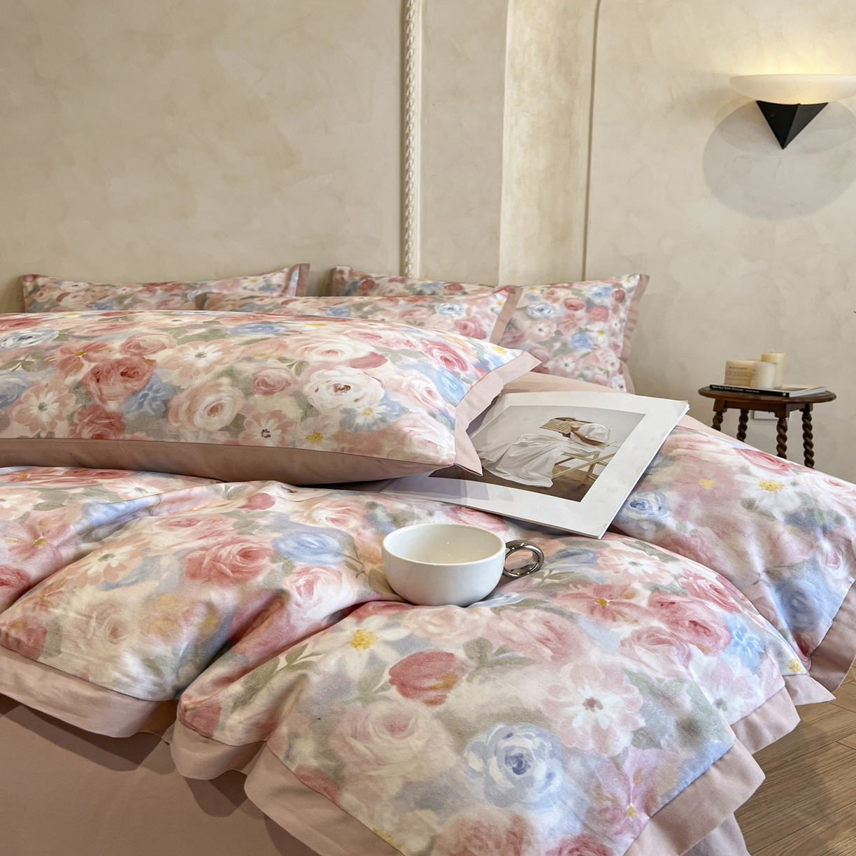 91家纺网 家纺一手货源 找家纺 柠馨2025全棉磨毛印花四件套精致小边款 索林娜