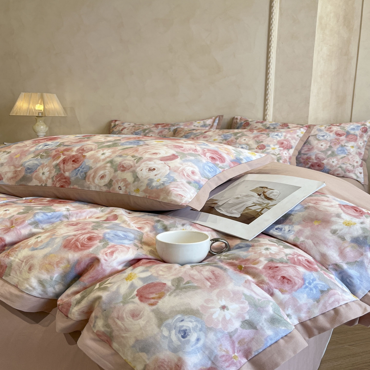 91家纺网 家纺一手货源 找家纺 柠馨2025全棉磨毛印花四件套精致小边款 索林娜