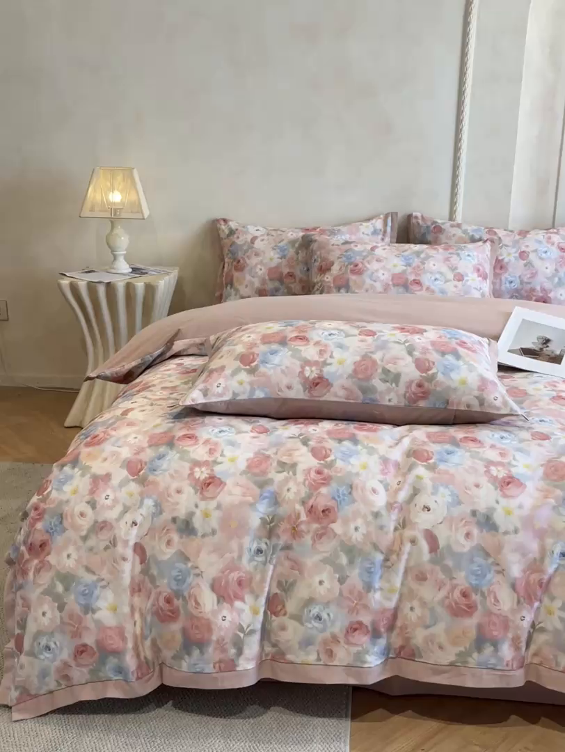 91家纺网 家纺一手货源 找家纺 柠馨2025全棉磨毛印花四件套精致小边款 索林娜