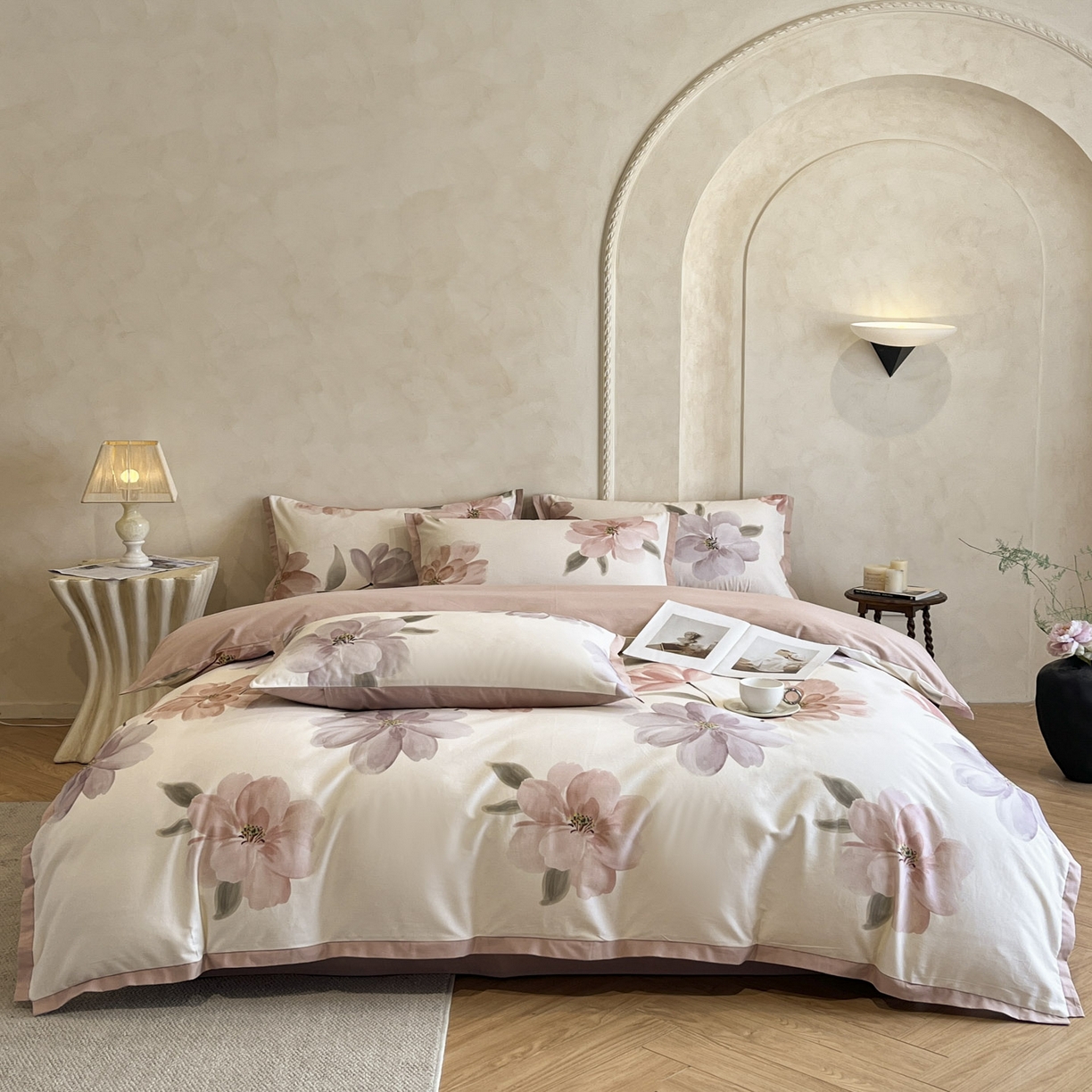 91家纺网 家纺一手货源 找家纺 柠馨2025全棉磨毛印花四件套精致小边款 夏莉