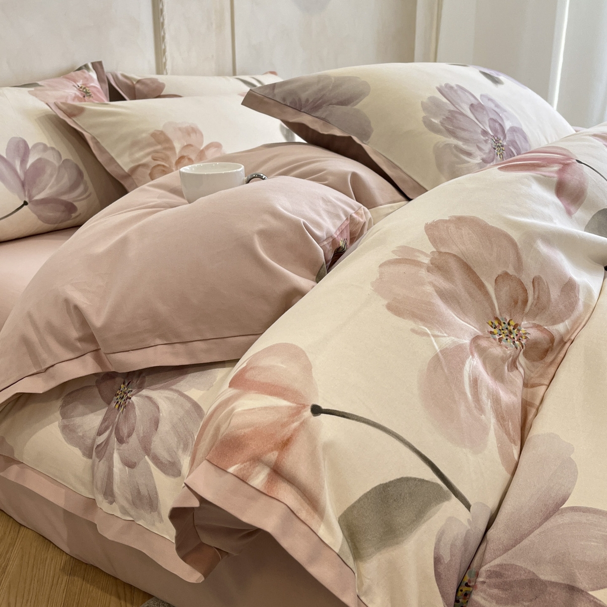 柠馨2025全棉磨毛印花四件套精致小边款 夏莉