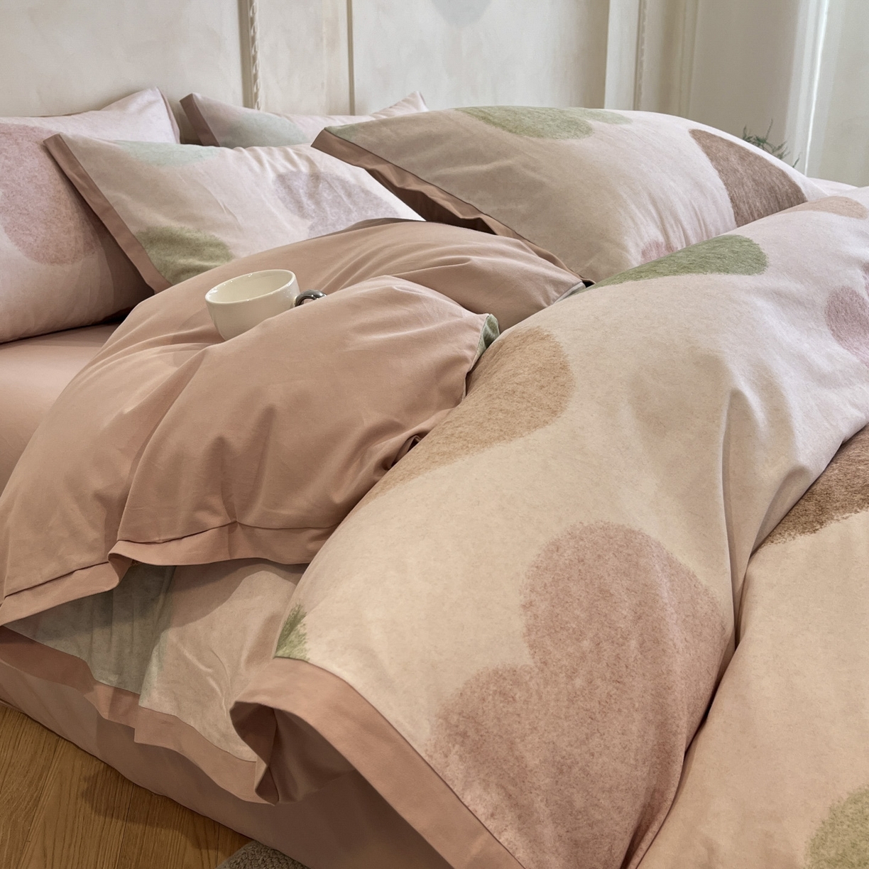 柠馨2025全棉磨毛印花四件套精致小边款 心心恋