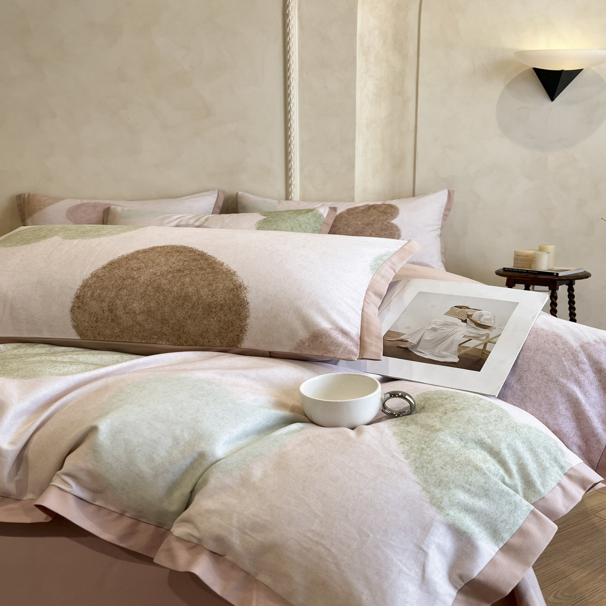 91家纺网 家纺一手货源 找家纺 柠馨2025全棉磨毛印花四件套精致小边款 心心恋